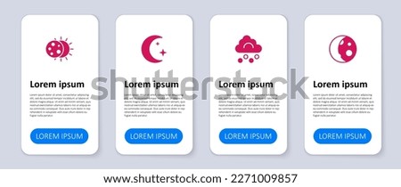 Set Moon phases, Hail cloud, and stars and Eclipse of the sun. Business infographic template. Vector