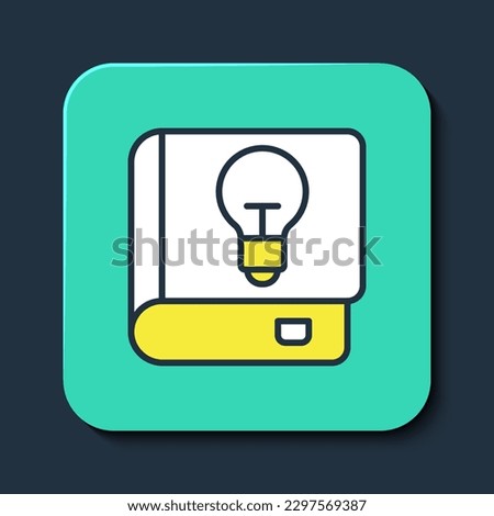 Filled outline User manual icon isolated on blue background. User guide book. Instruction sign. Read before use. Turquoise square button. Vector