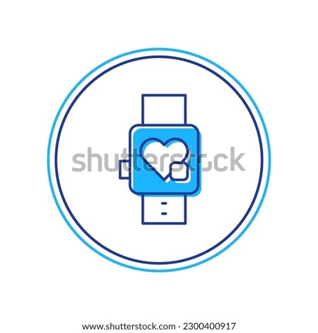 Filled outline Smart watch showing heart beat rate icon isolated on white background. Fitness App concept.  Vector