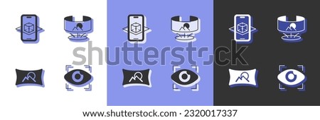 Set Big brother electronic eye, 3d modeling, Wide angle picture and 360 degree view icon. Vector