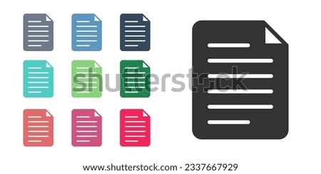 Black File document icon isolated on white background. Checklist icon. Business concept. Set icons colorful. Vector