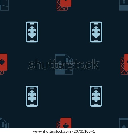 Set Playing cards, Case of computer and Mobile gaming on seamless pattern. Vector