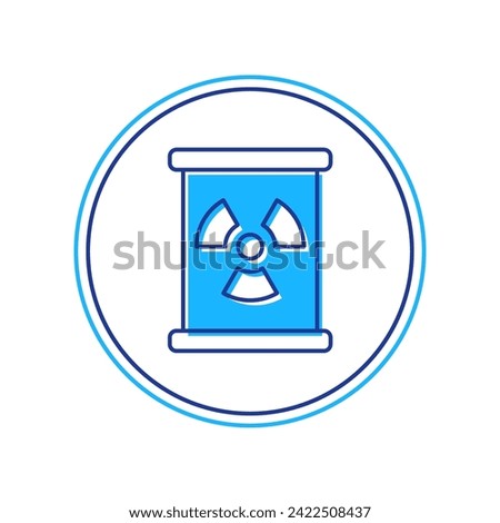 Filled outline Radioactive waste in barrel icon isolated on white background. Toxic refuse keg. Radioactive garbage emissions, environmental pollution.  Vector