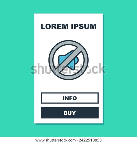 Filled outline Speaker mute icon isolated on turquoise background. No sound icon. Volume Off symbol.  Vector