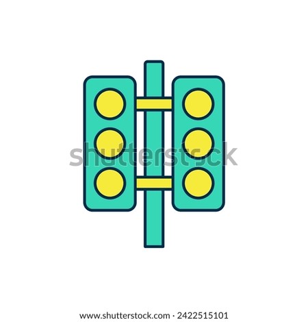 Filled outline Racing traffic light icon isolated on white background.  Vector