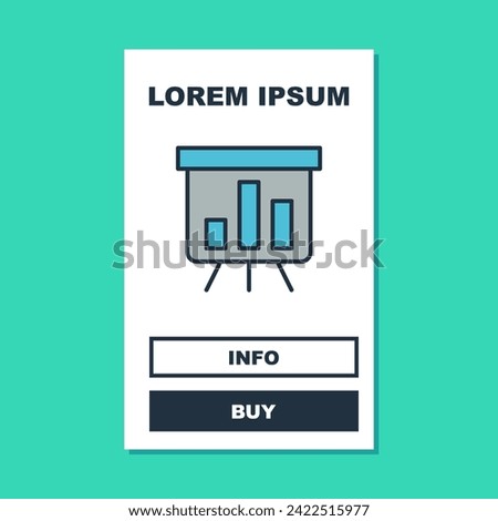 Filled outline Board with graph chart icon isolated on turquoise background. Report text file icon. Accounting sign. Audit, analysis, planning.  Vector