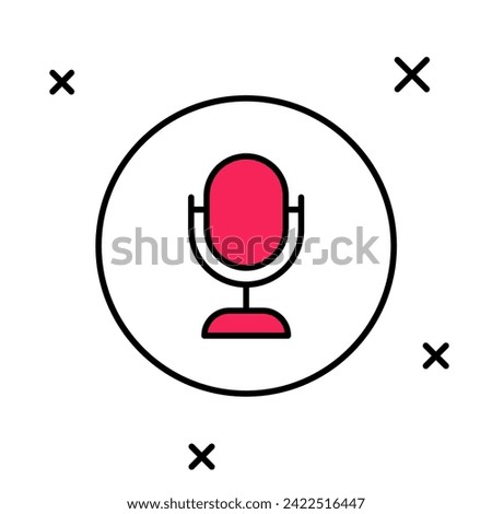 Filled outline Microphone icon isolated on white background. On air radio mic microphone. Speaker sign.  Vector