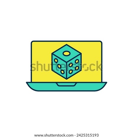 Filled outline Game dice icon isolated on white background. Casino gambling.  Vector