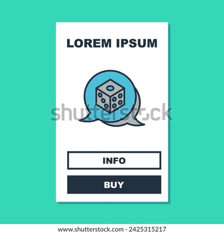 Filled outline Game dice icon isolated on turquoise background. Casino gambling.  Vector