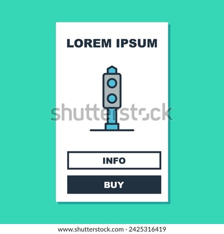 Filled outline Train traffic light icon isolated on turquoise background. Traffic lights for the railway to regulate the movement of trains.  Vector