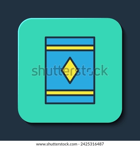 Filled outline Magic carpet icon isolated on blue background. Turquoise square button. Vector