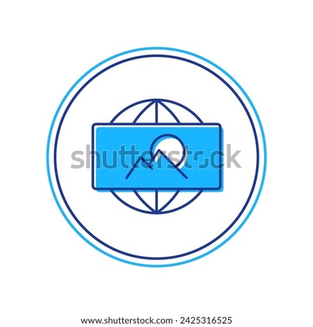 Filled outline Wide angle picture icon isolated on white background. Panorama view.  Vector