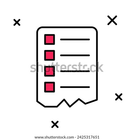 Filled outline Shopping list icon isolated on white background.  Vector