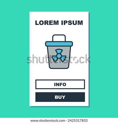 Filled outline Infectious waste icon isolated on turquoise background. Tank for collecting radioactive waste. Dumpster or container. Biohazardous substances.  Vector
