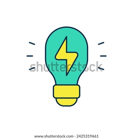 Filled outline Creative lamp light idea icon isolated on white background. Concept ideas inspiration, invention, effective thinking, knowledge and education.  Vector