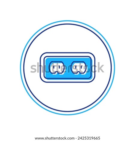 Filled outline Electrical outlet icon isolated on white background. Power socket. Rosette symbol.  Vector