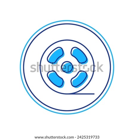 Filled outline Film reel icon isolated on white background.  Vector
