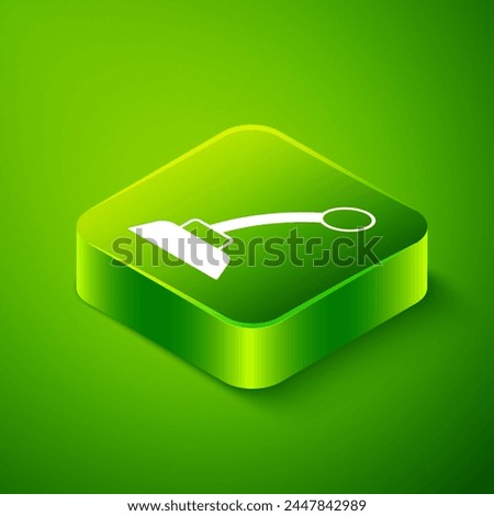Isometric Microphone icon isolated on green background. On air radio mic microphone. Speaker sign. Green square button. Vector