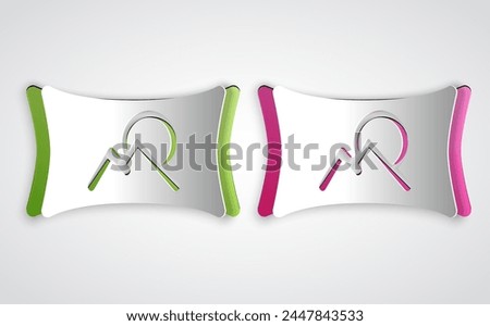 Paper cut Wide angle picture icon isolated on grey background. Panorama view. Paper art style. Vector