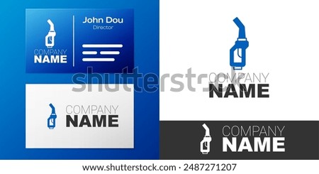 Logotype Gasoline pump nozzle icon isolated on white background. Fuel pump petrol station. Refuel service sign. Gas station icon. Logo design template element. Vector