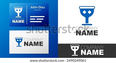 Logotype Medieval goblet icon isolated on white background. Holy grail. Logo design template element. Vector