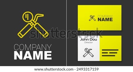 Logotype line Dental inspection mirror and probe icon isolated on grey background. Explorer scaler. Tool dental checkup. Logo design template element. Vector