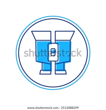 Filled outline Binoculars icon isolated on white background. Find software sign. Spy equipment symbol.  Vector