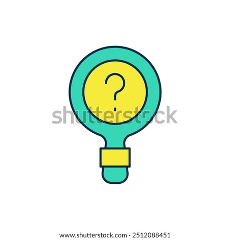 Filled outline Unknown search icon isolated on white background. Magnifying glass and question mark.  Vector