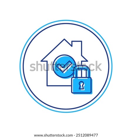 Filled outline House under protection icon isolated on white background. Home and lock. Protection, safety, security, protect, defense concept.  Vector