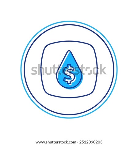 Filled outline Oil drop with dollar symbol icon isolated on white background. Oil price. Oil and petroleum industry.  Vector