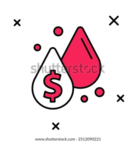 Filled outline Oil drop with dollar symbol icon isolated on white background. Oil price. Oil and petroleum industry.  Vector