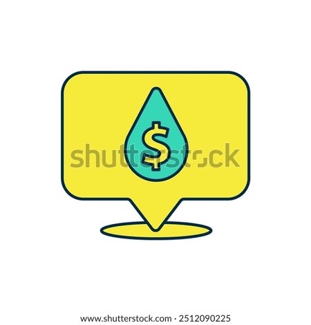 Filled outline Oil drop with dollar symbol icon isolated on white background. Oil price. Oil and petroleum industry.  Vector