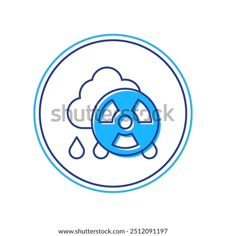 Filled outline Acid rain and radioactive cloud icon isolated on white background. Effects of toxic air pollution on the environment.  Vector