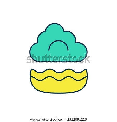 Filled outline Fog and cloud icon isolated on white background.  Vector