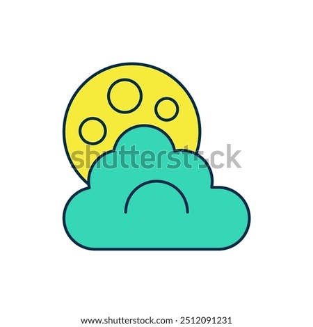 Filled outline Cloud with moon icon isolated on white background. Cloudy night sign. Sleep dreams symbol. Night or bed time sign.  Vector