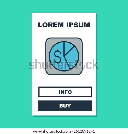 Filled outline Market analysis icon isolated on turquoise background. Report text file icon. Accounting sign. Audit, analysis, planning.  Vector