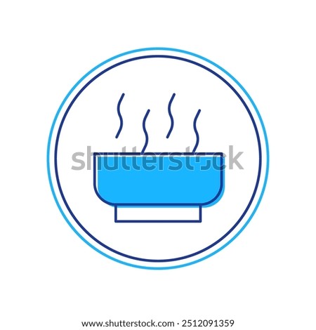 Filled outline Ramen soup bowl with noodles icon isolated on white background. Bowl of traditional asian noodle soup.  Vector