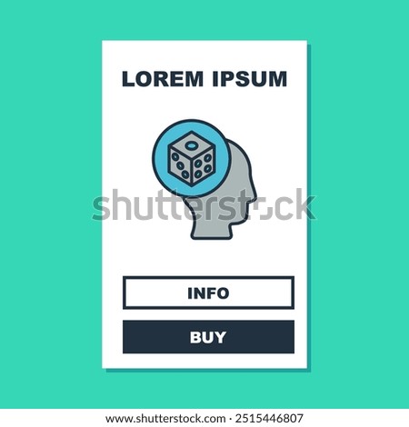 Filled outline Game dice icon isolated on turquoise background. Casino gambling.  Vector