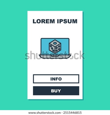 Filled outline Game dice icon isolated on turquoise background. Casino gambling.  Vector