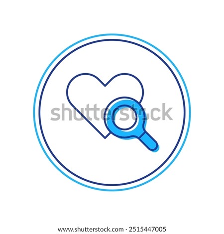 Filled outline Medical heart inspection icon isolated on white background. Heart magnifier search.  Vector