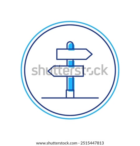 Filled outline Road traffic sign. Signpost icon isolated on white background. Pointer symbol. Isolated street information sign. Direction sign.  Vector