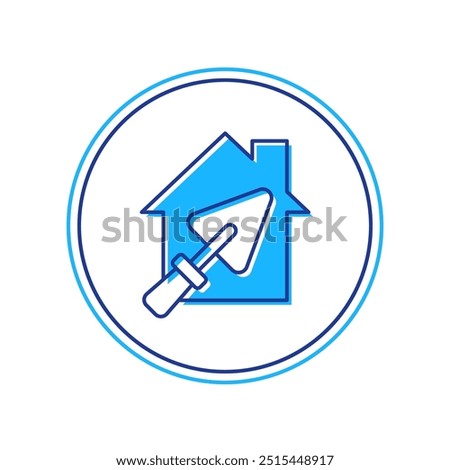 Filled outline House or home with trowel icon isolated on white background. Adjusting, service, setting, maintenance, repair, fixing.  Vector