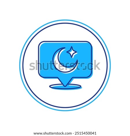 Filled outline Moon and stars icon isolated on white background. Cloudy night sign. Sleep dreams symbol. Full moon. Night or bed time sign.  Vector