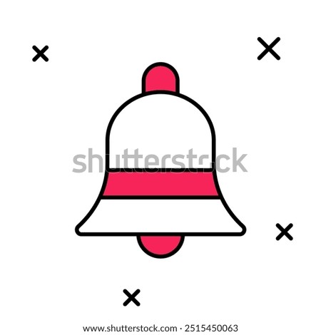 Filled outline Ringing bell icon isolated on white background. Alarm symbol, service bell, handbell sign, notification symbol.  Vector