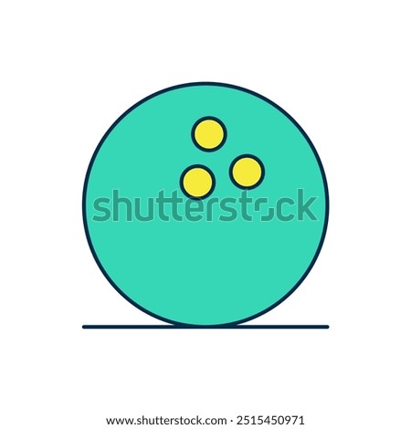 Filled outline Bowling ball icon isolated on white background. Sport equipment.  Vector