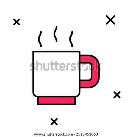 Filled outline Coffee cup icon isolated on white background. Tea cup. Hot drink coffee.  Vector