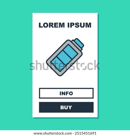 Filled outline Battery charge level indicator icon isolated on turquoise background.  Vector