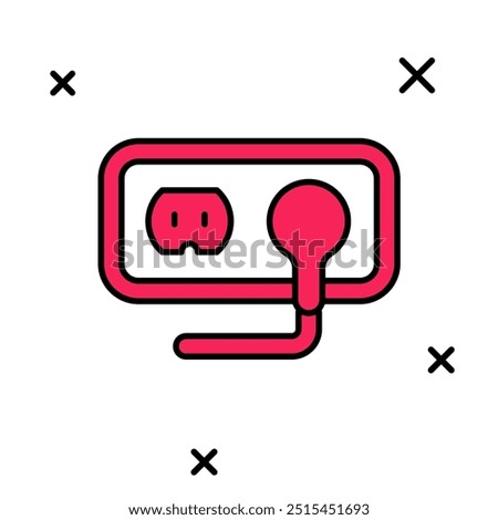 Filled outline Electrical outlet icon isolated on white background. Power socket. Rosette symbol.  Vector