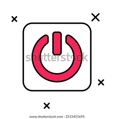 Filled outline Power button icon isolated on white background. Start sign.  Vector