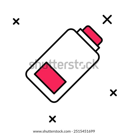 Filled outline Battery charge level indicator icon isolated on white background.  Vector